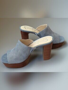 Never Worn Jessica Simpson "Camree" Gray Suede Platform Mules Sz 8